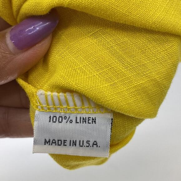 Bryn Walker boatneck boxy oversized lagenlook yellow longline split hem linen - Picture 5 of 6